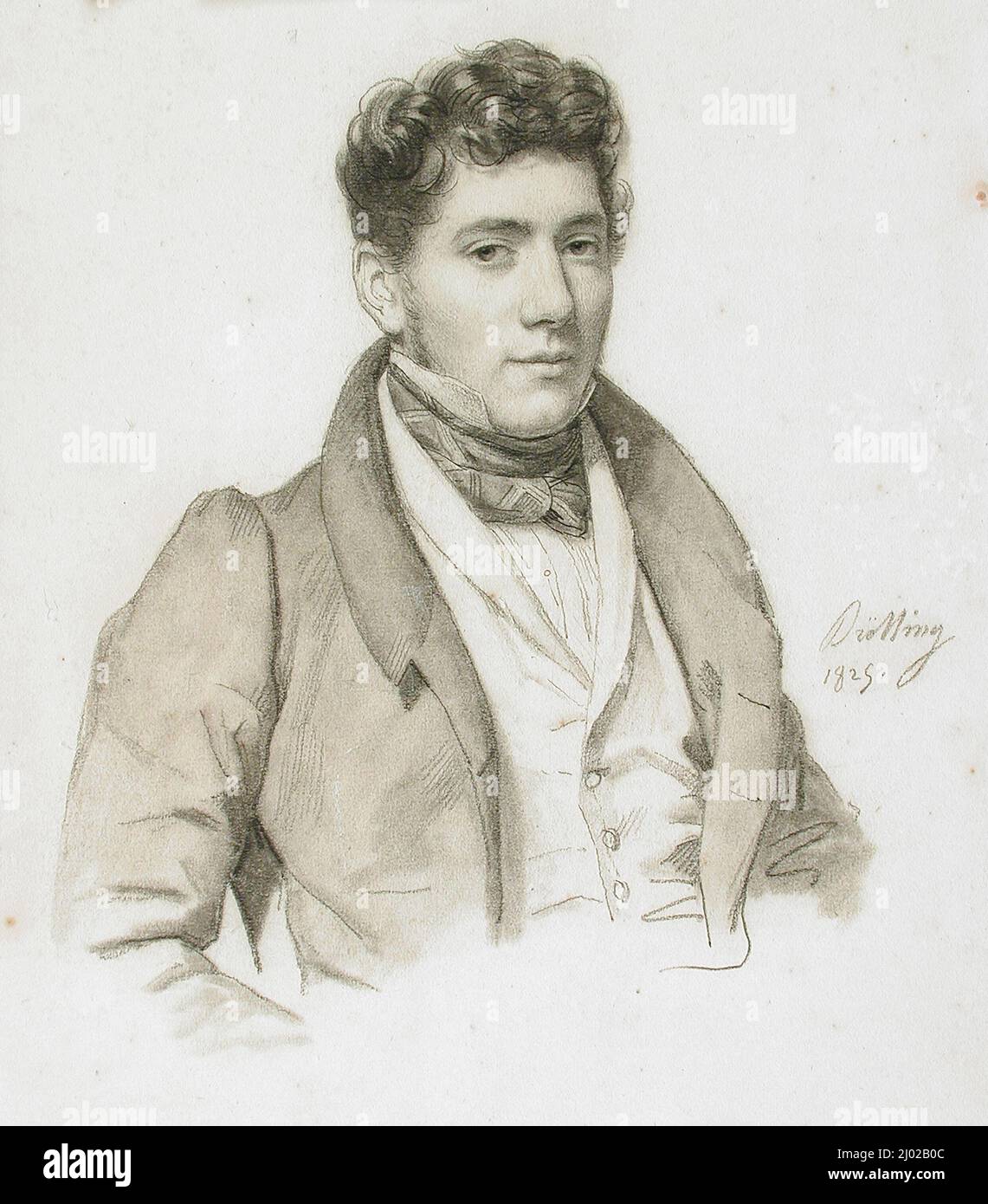 Portrait d'un jeune homme. Michel-Martin Rolling (France, 1786-1851). France, 1825. Mises en plan. Craie noire et graphie Banque D'Images