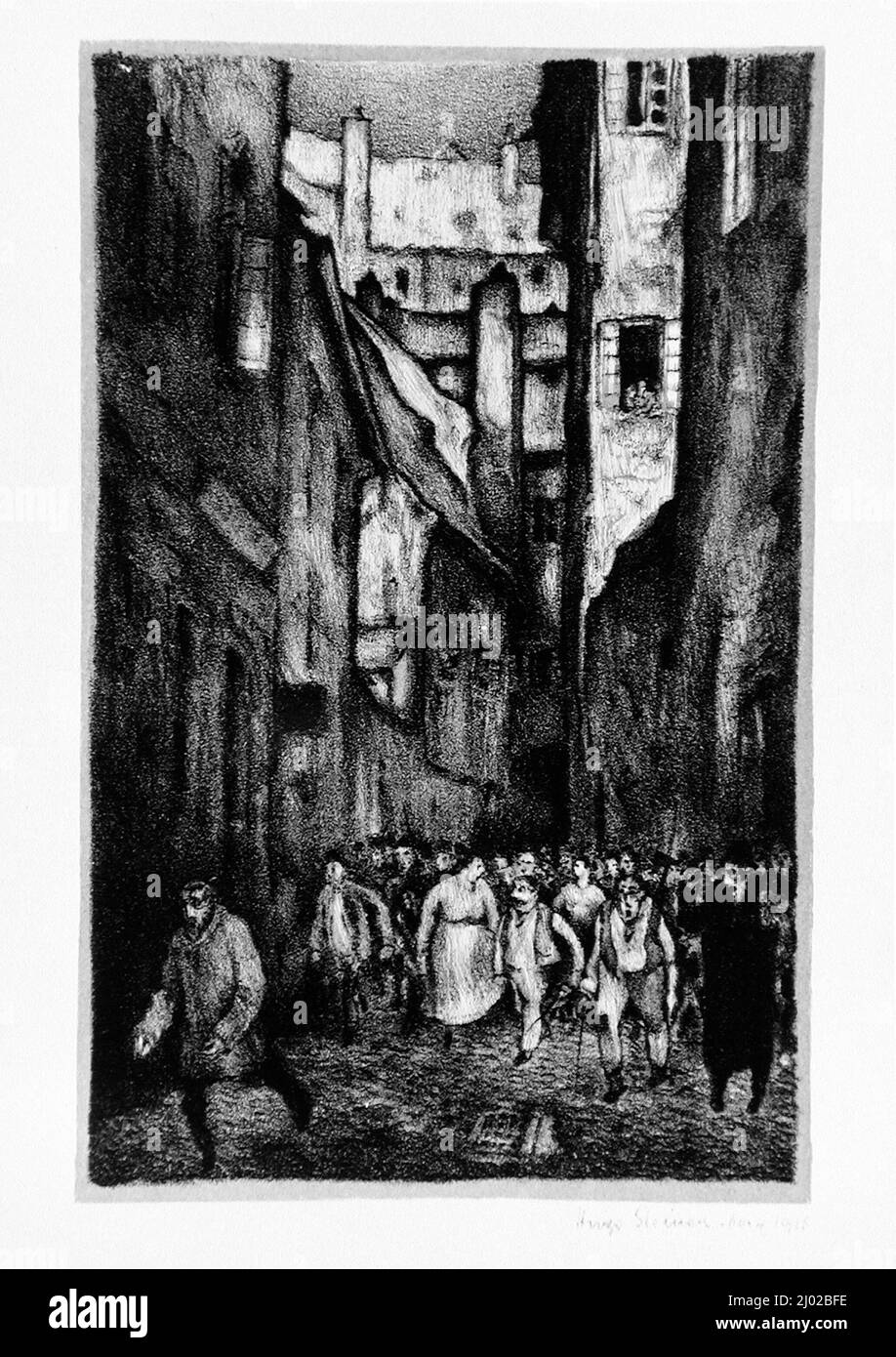 Le poursuivi. Hugo Steiner-Prag (Bohême, Prague, 1880-1945). Allemagne, 1915-1916. Imprimés; lithographies. Lithographie sur papier fait à la main Banque D'Images