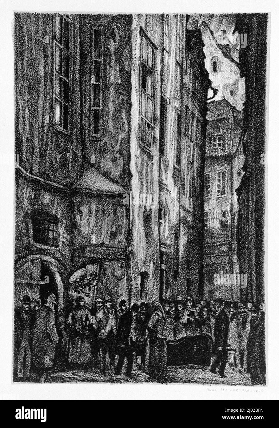 Meurtre. Hugo Steiner-Prag (Bohême, Prague, 1880-1945). Allemagne, 1915-1916. Imprimés; lithographies. Lithographie sur papier fait à la main Banque D'Images