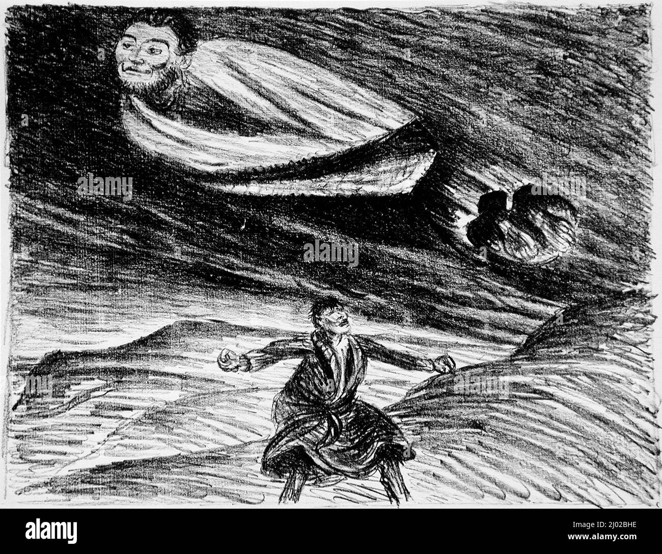 Pauvre cousin et haut maître 1. Ernst Barlach (Allemagne, 1870-1938). Allemagne, 1919. Imprimés; lithographies. Lithographie sur papier de Watteau Banque D'Images