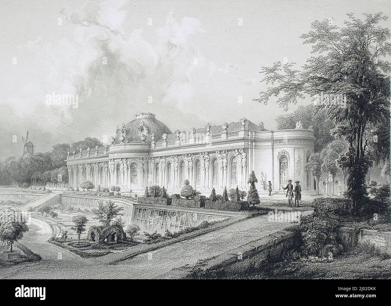 Palais de San souci. Allemagne, début du 19th siècle. Tirages ; gravures. Gravure Banque D'Images