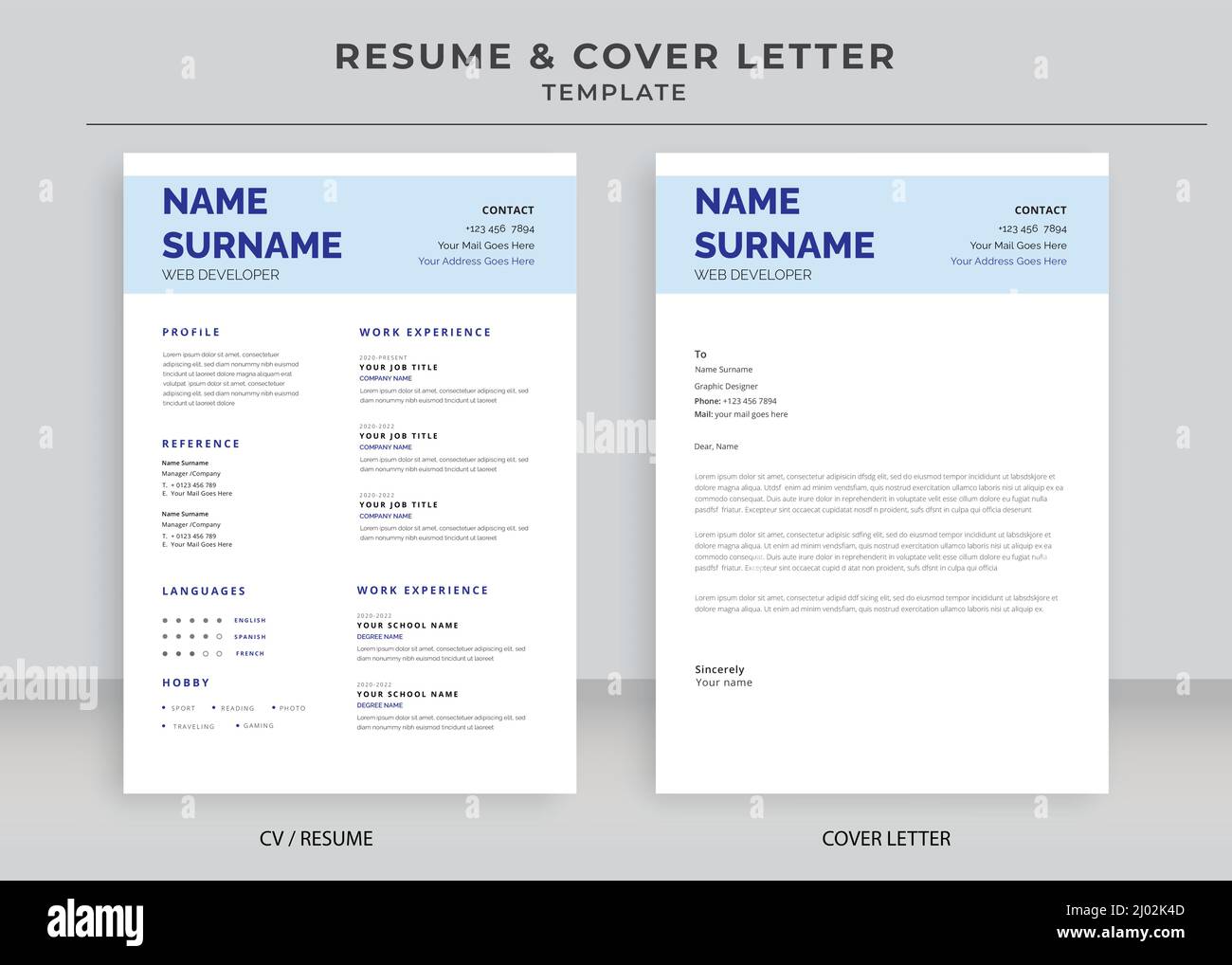 Modèle de CV et de lettre de couverture, modèle de CV minimaliste, CV  emplois professionnels CV Image Vectorielle Stock - Alamy