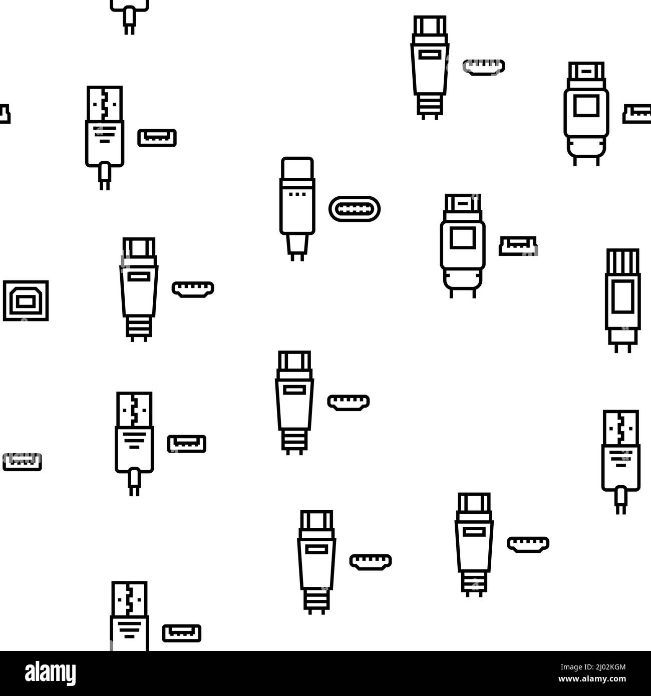 Le câble et le port USB achètent le modèle Vector Seamless Illustration de Vecteur