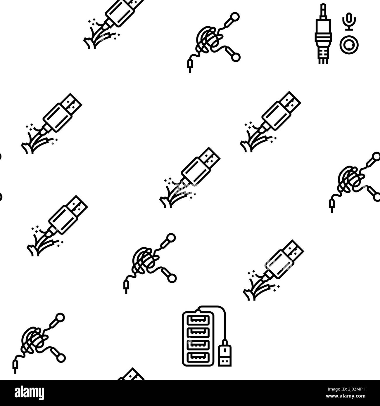 Le câble et le port USB achètent le modèle Vector Seamless Illustration de Vecteur