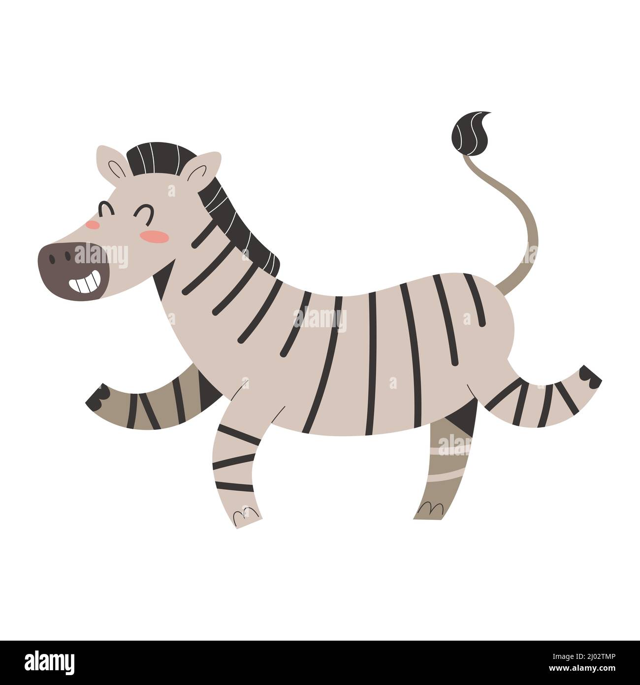 Zèbre africain sautant et souriant, adorable animal safari, personnage de dessin animé, illustration vectorielle isolée Illustration de Vecteur