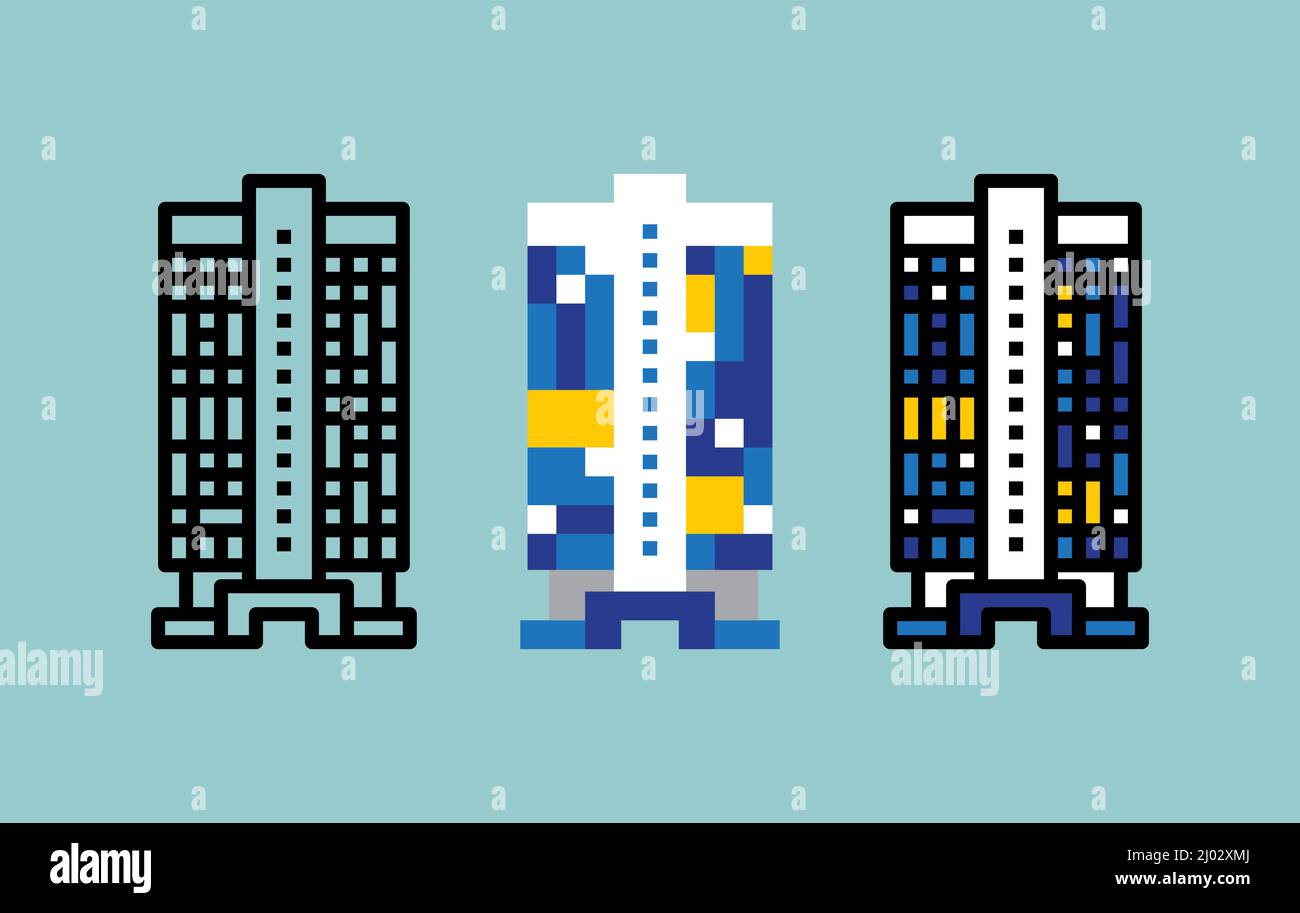 ensemble de vecteurs d'icônes gratte-ciel pour la décoration, le site web, le web, la présentation, l'impression, bannière, logo, poster, etc Illustration de Vecteur