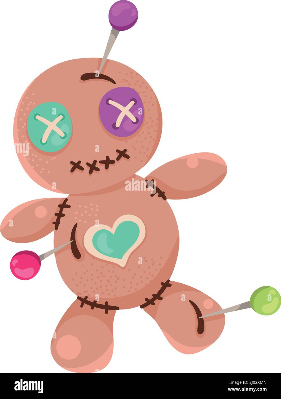 poupée voodo avec icône aiguilles Illustration de Vecteur