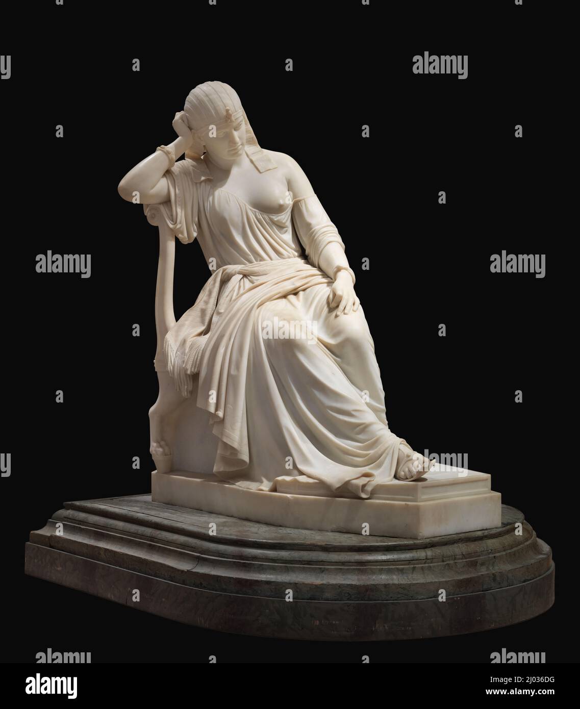 Cleopatra. William Wetmore Story (États-Unis, Massachusetts, Salem, 1819-1895). États-Unis, modelé en 1858, sculpté en 1860. Sculpture. Marbre sur plate-forme en bois polychrome Banque D'Images
