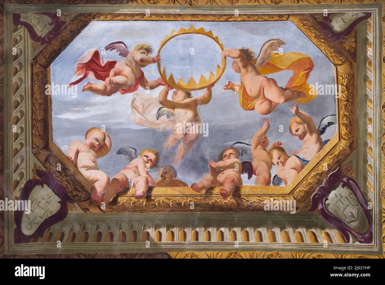 Eglise de San Francesco projet de Giovenale Boetto et fresques d'Andrea Pozzo, Mondovi, Cuneo, Piémont, Italie, Europe Banque D'Images