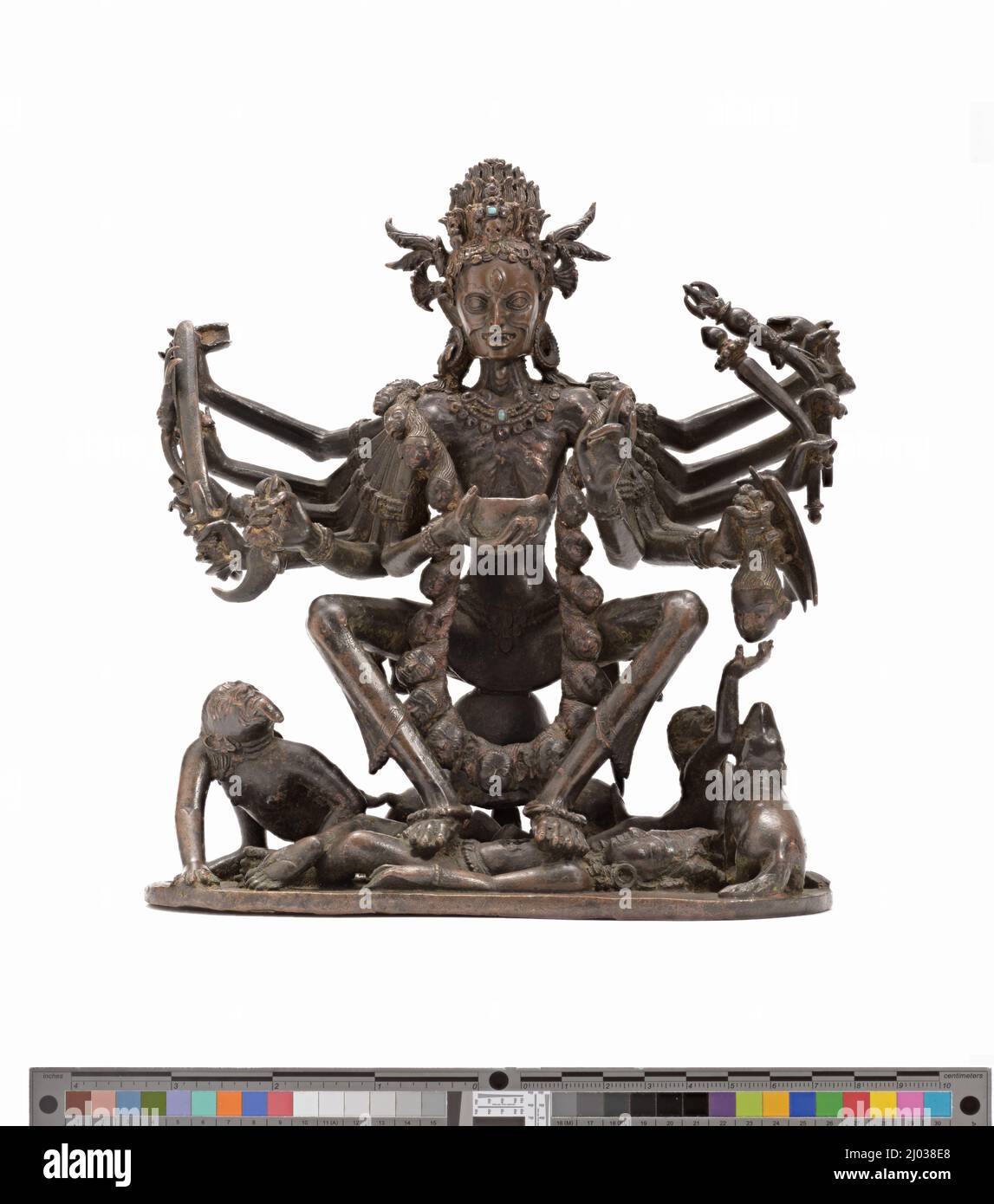 La chambre de la Déesse hindoue. Népal, 14th siècle. Sculpture. Cuivre avec des traces de dorure et de peinture; incrusté de pierres précieuses Banque D'Images