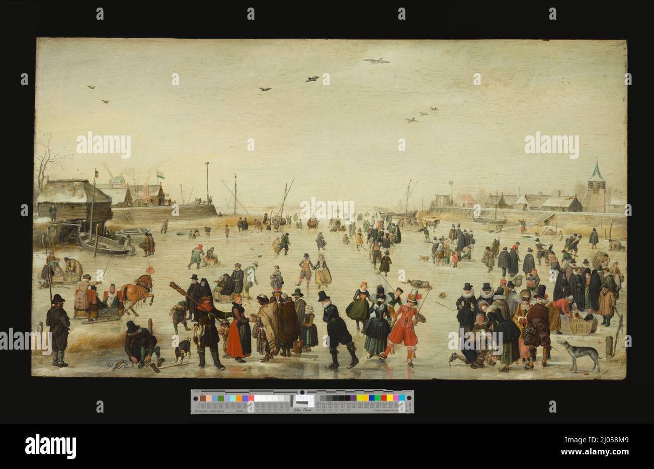 Scène d'hiver sur un canal gelé. Hendrick Avercamp (pays-Bas, Amsterdam, 1585/86-1634). Vers 1620. Peintures. Huile sur bois Banque D'Images
