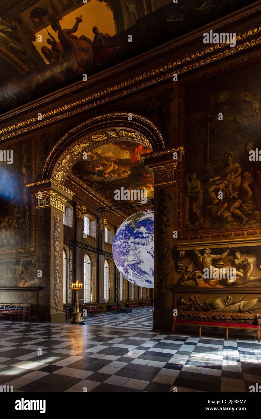 Intérieur de Painted Hall, Old Royal Naval College, site classé au patrimoine mondial de l'UNESCO, Greenwich, Londres, Angleterre, Royaume-Uni, Europe Banque D'Images