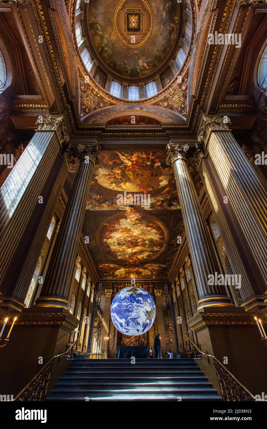 Intérieur de Painted Hall, Old Royal Naval College, site classé au patrimoine mondial de l'UNESCO, Greenwich, Londres, Angleterre, Royaume-Uni, Europe Banque D'Images