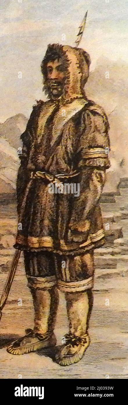 Une représentation des Eskimos (Inuits) du cap Barrow dans les années 1890. Banque D'Images