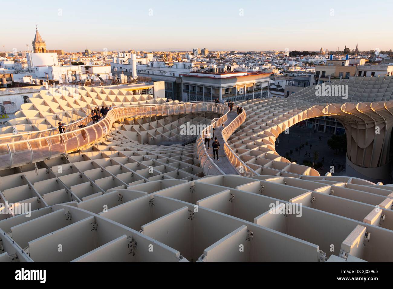 Le Metropol parasol (Las Setas de Sevilla) au coucher du soleil, Séville, Andalousie, Espagne, Europe Banque D'Images