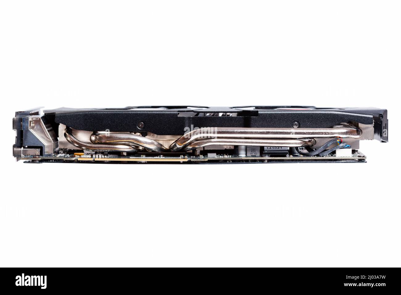 Fragment du système de refroidissement de la carte vidéo moderne. Banque D'Images