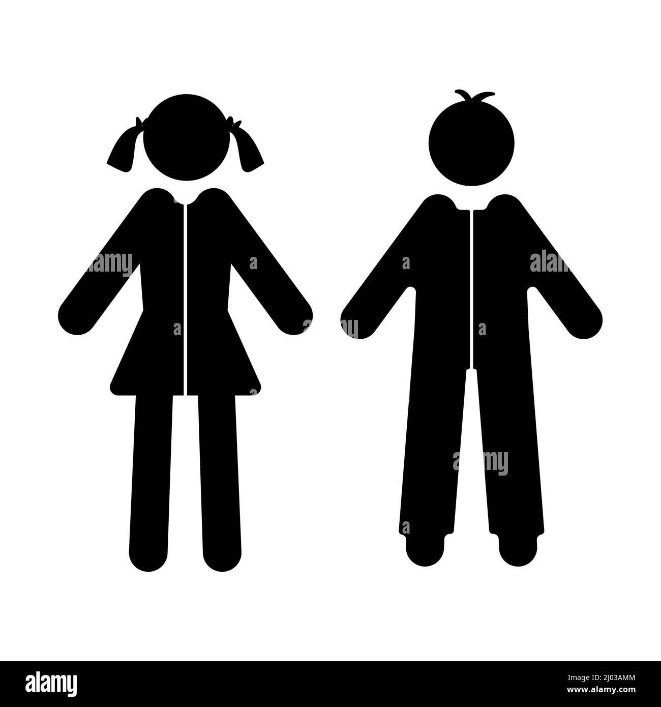 L'icône Modern Girl and Boy est isolée sur fond blanc. Illustration vectorielle plate Illustration de Vecteur