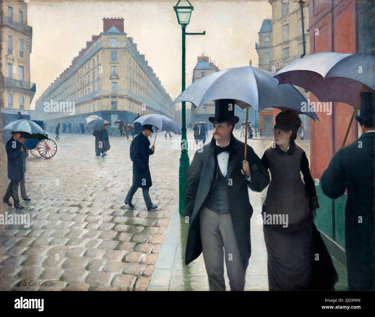 Paris Street ; Rainy Day. Gustave Caillebotte. 1877 Banque D'Images