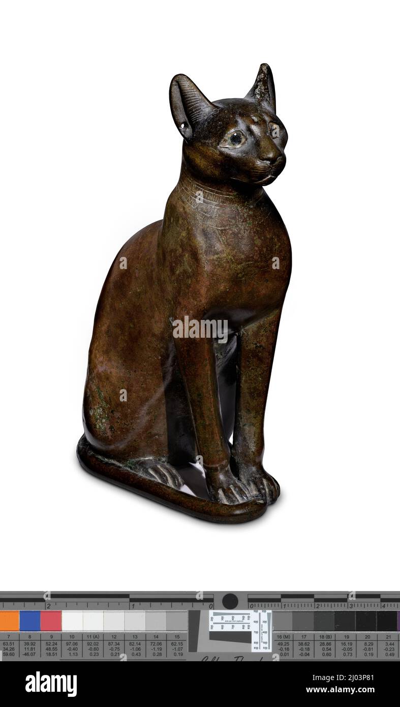 Figurine de la déesse Bastet comme un Cat Égypte, période tardive, 712-332 av. J.-C. Sculpture. Bronze Banque D'Images