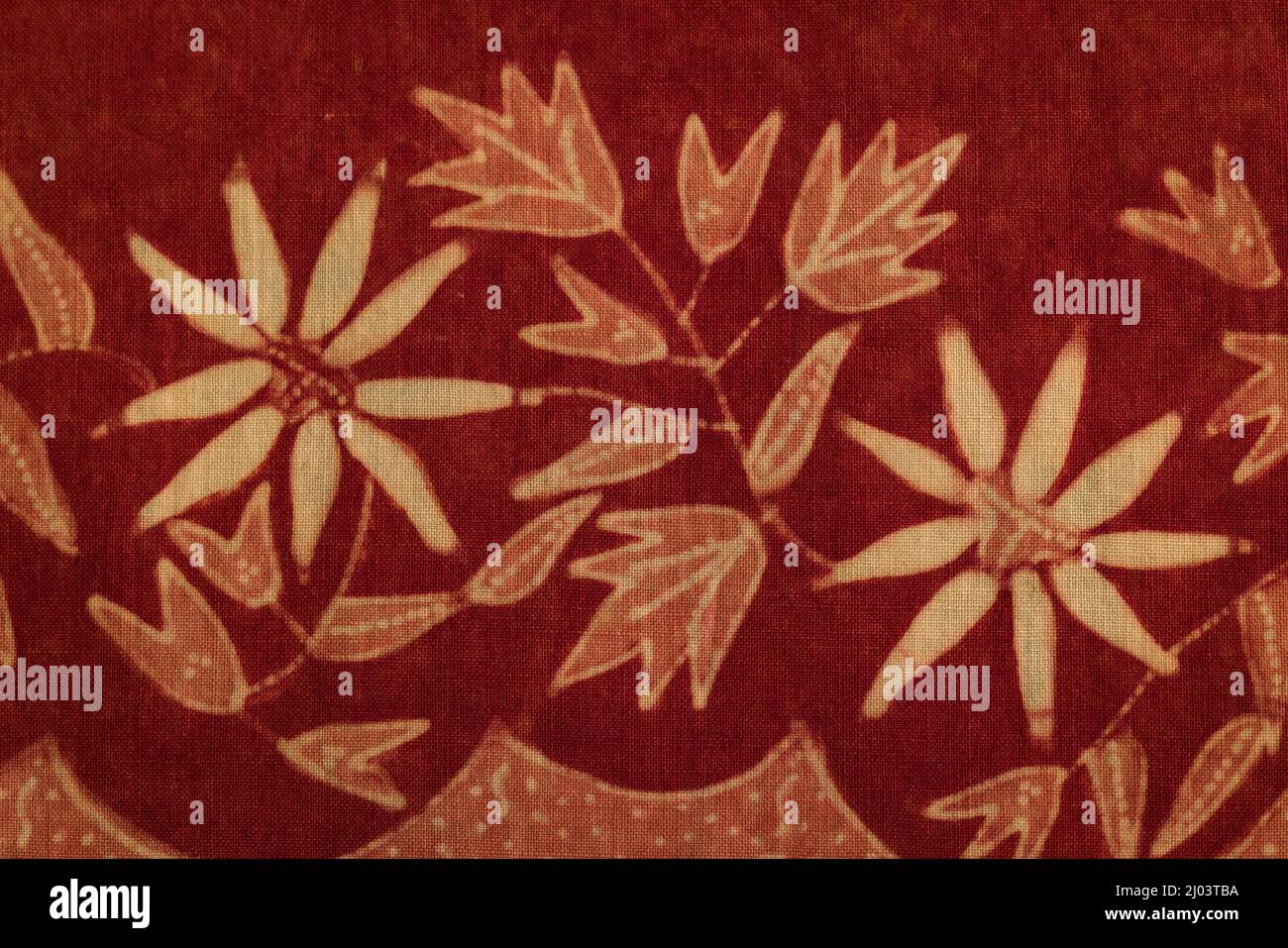 Gros plan sur les tissus de sarong de batik indonésien du début des années 1900. Tous faits à la main avec des canting et de la cire chaude dans la manière javanaise traditionnelle. Banque D'Images