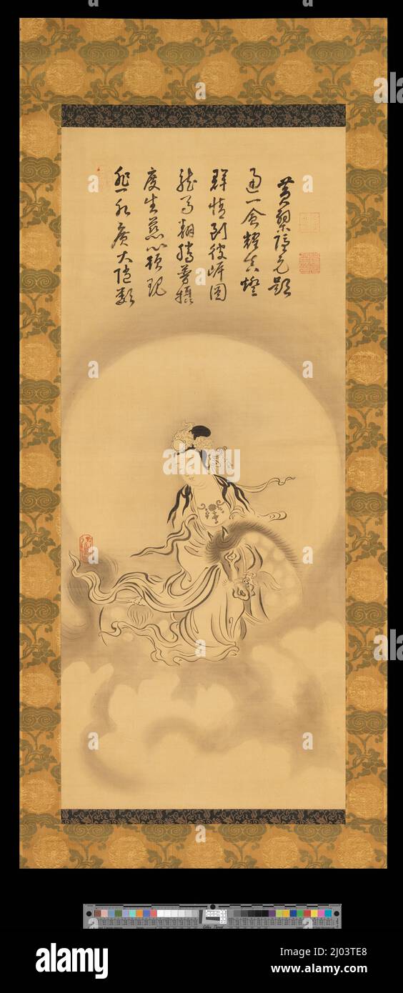 Kannon à cheval. Princesse Rinkyuji Teruko (japonais, 1634 - 1727). Fin 17th-début 18th siècle. Tableaux; défilent. Rouleau suspendu ; encre sur soie Banque D'Images