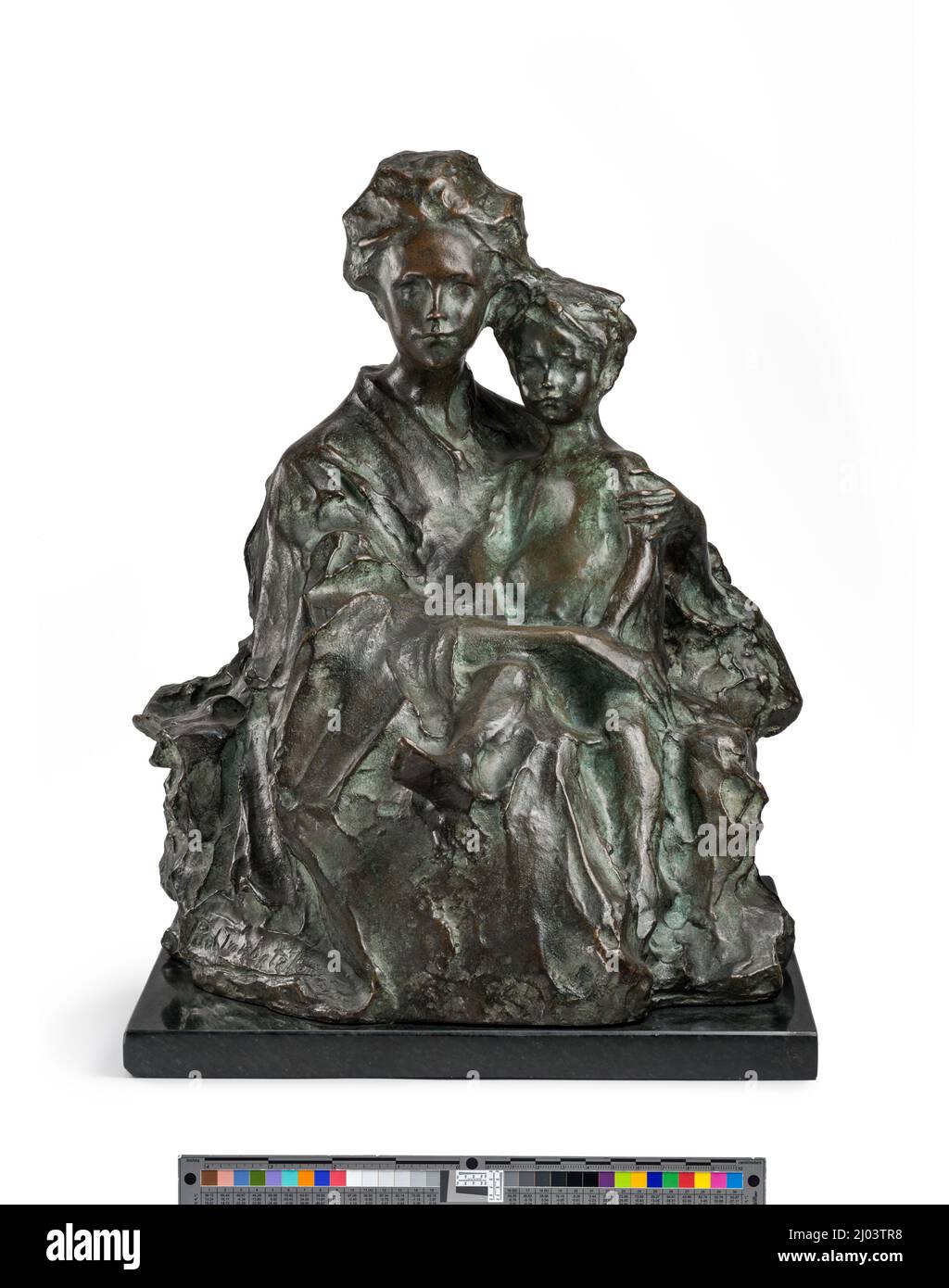 Mère et enfant. Paul Troubetzkoy (Italie, 1866-1938). Italie, probablement 1907. Sculpture. Bronze sur base en marbre Banque D'Images
