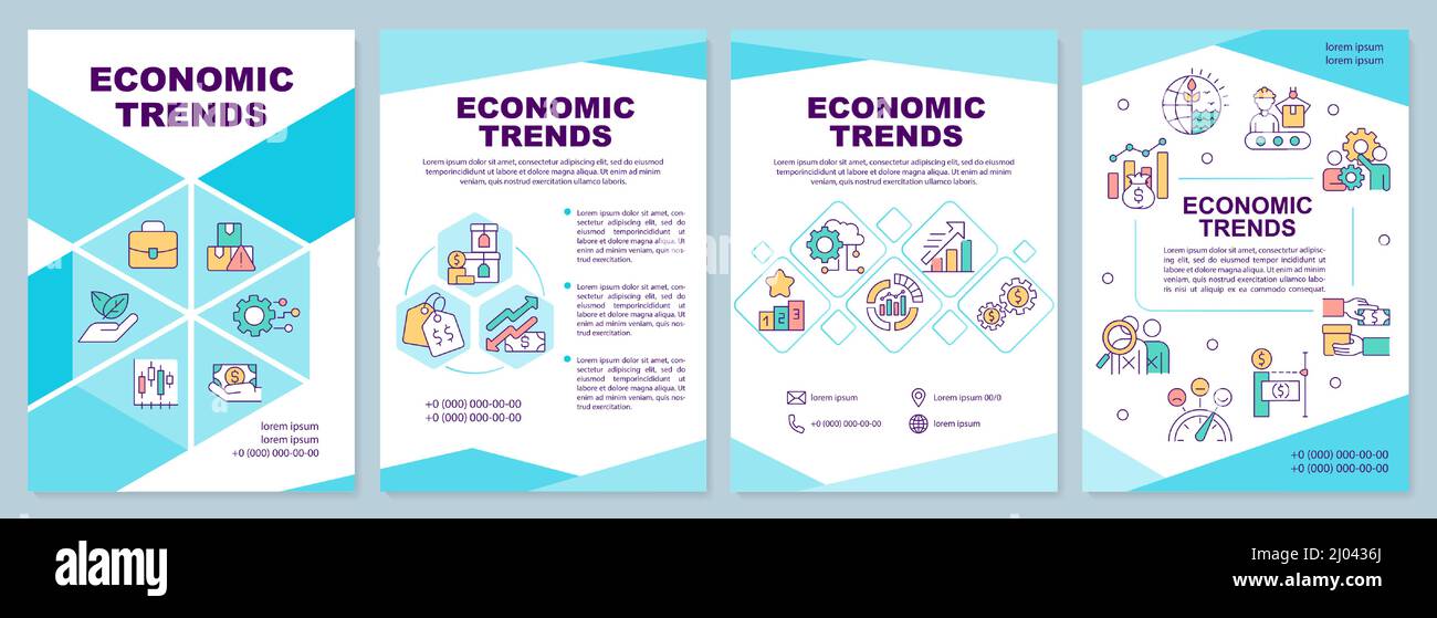 Modèle de brochure bleue sur les tendances économiques Illustration de Vecteur