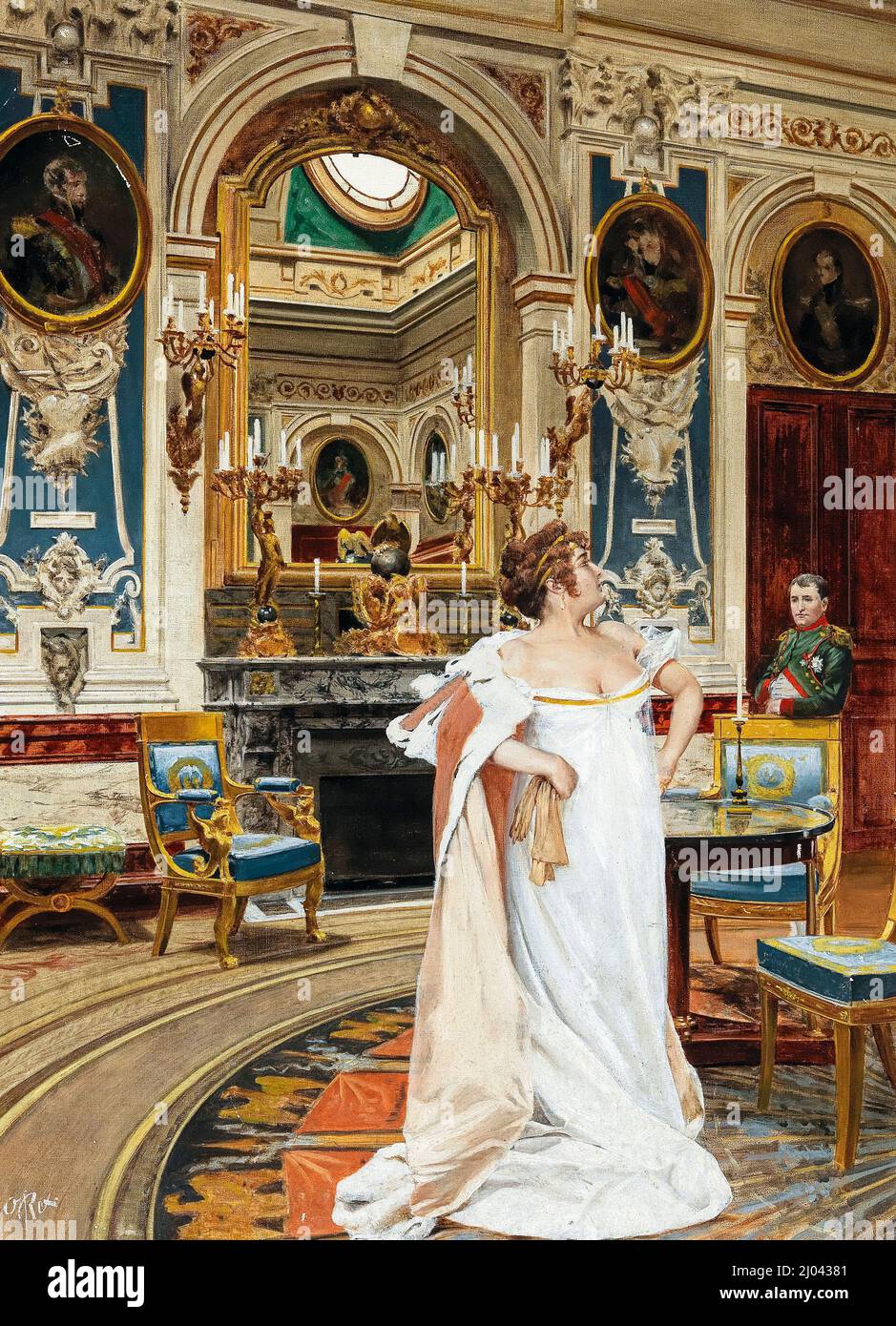 Napoléon et Joséphine, huile sur toile peinte par Oscar Rex, avant 1929 Banque D'Images