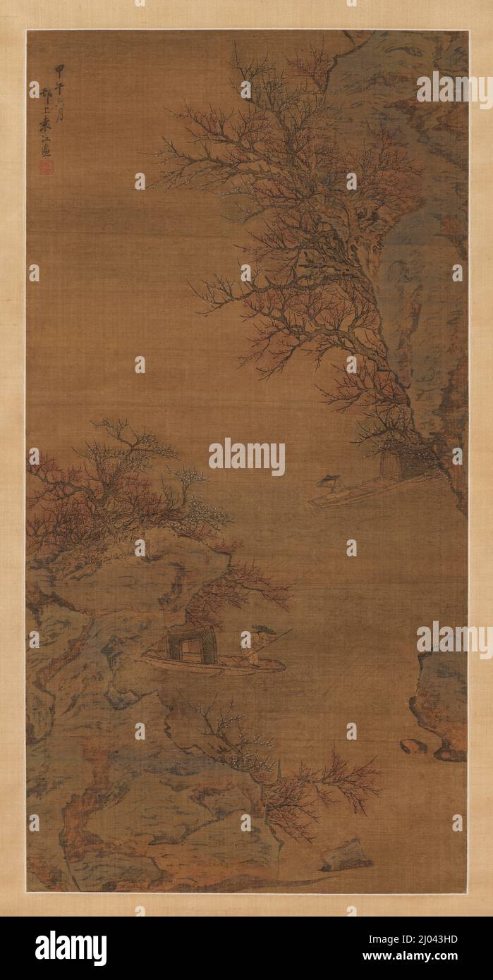 River-Crossing au printemps. Yuan Jiang (Chine, environ 1691-1746). Chine, dynastie Qing, 1714. Peintures. Rouleau suspendu, encre et couleur sur soie Banque D'Images