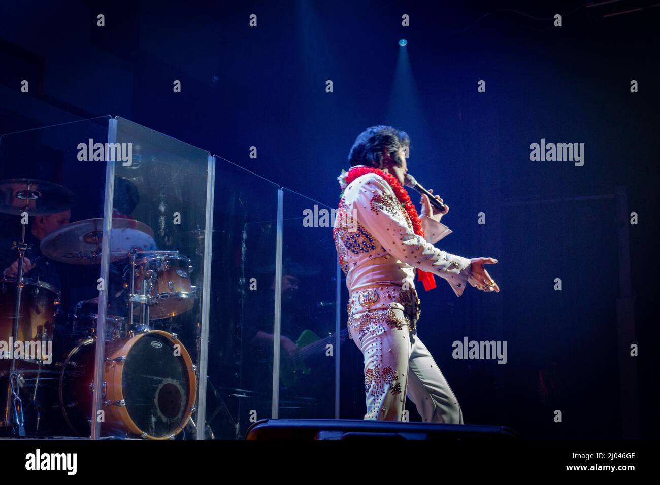 L'impersonateur d'Elvis sur le Strip de Las Vegas, en Californie du Nevada. Banque D'Images