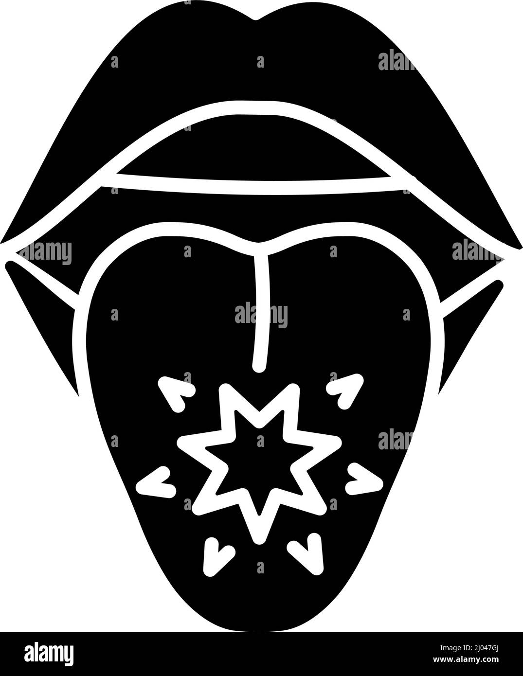 Icône de glyphe noir pour le cancer de la langue Illustration de Vecteur