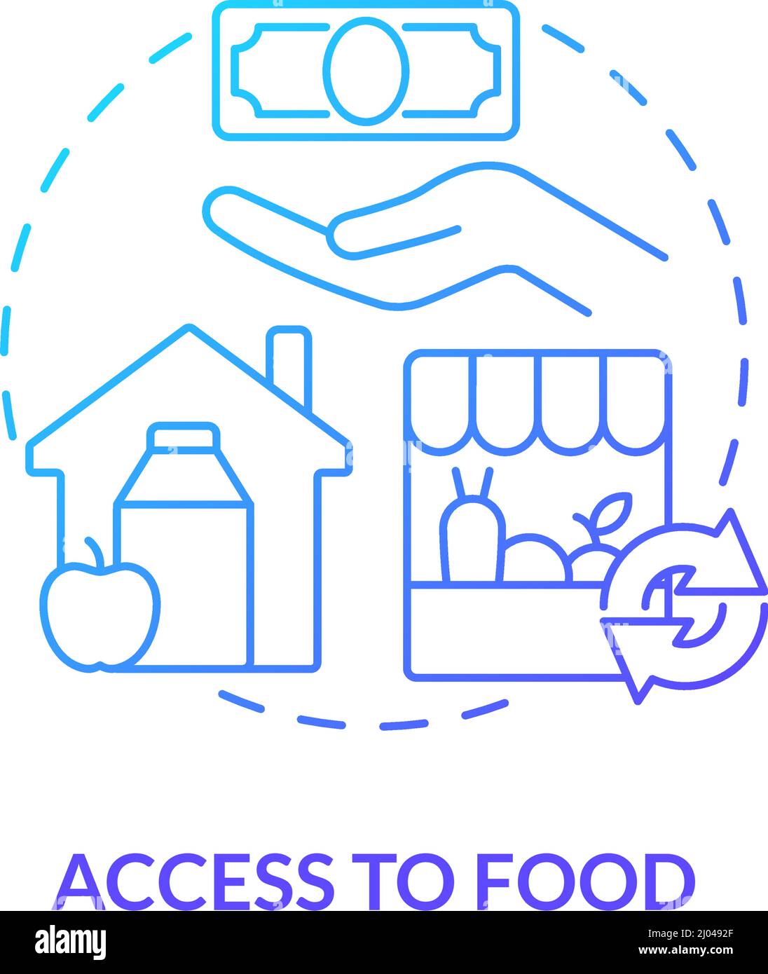 Accès à l'icône de concept de gradient bleu alimentaire Illustration de Vecteur