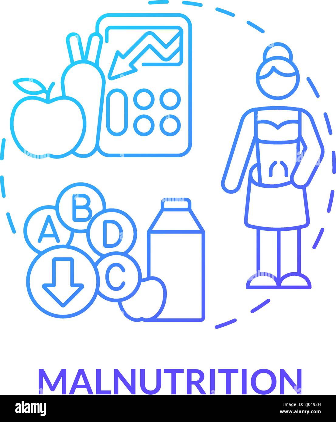 Icône de concept de gradient bleu de malnutrition Illustration de Vecteur