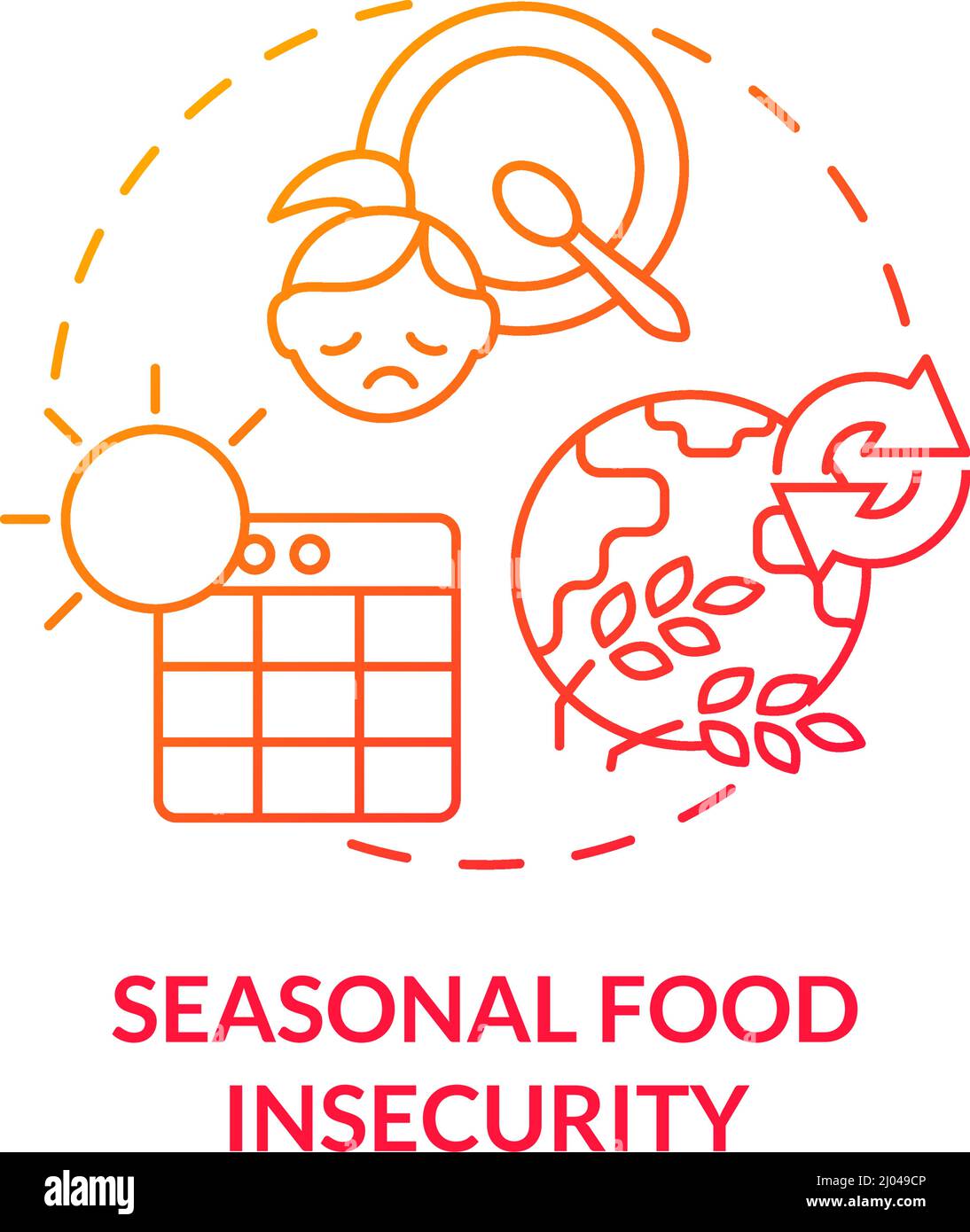 Icône de concept de gradient rouge d'insécurité alimentaire saisonnière Illustration de Vecteur