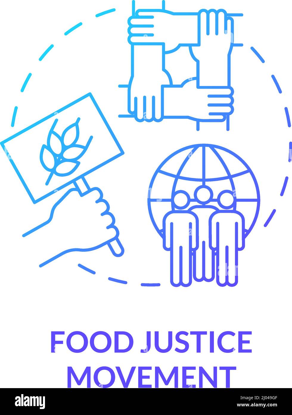 Mouvement de justice alimentaire dégradé bleu icône concept Illustration de Vecteur