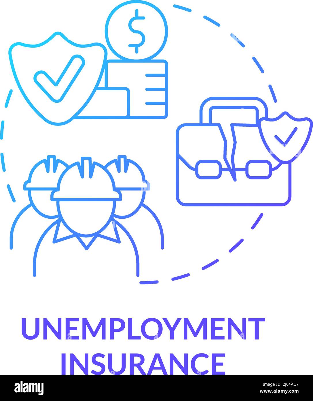 Icône de concept de gradient bleu de l'assurance-chômage Illustration de Vecteur