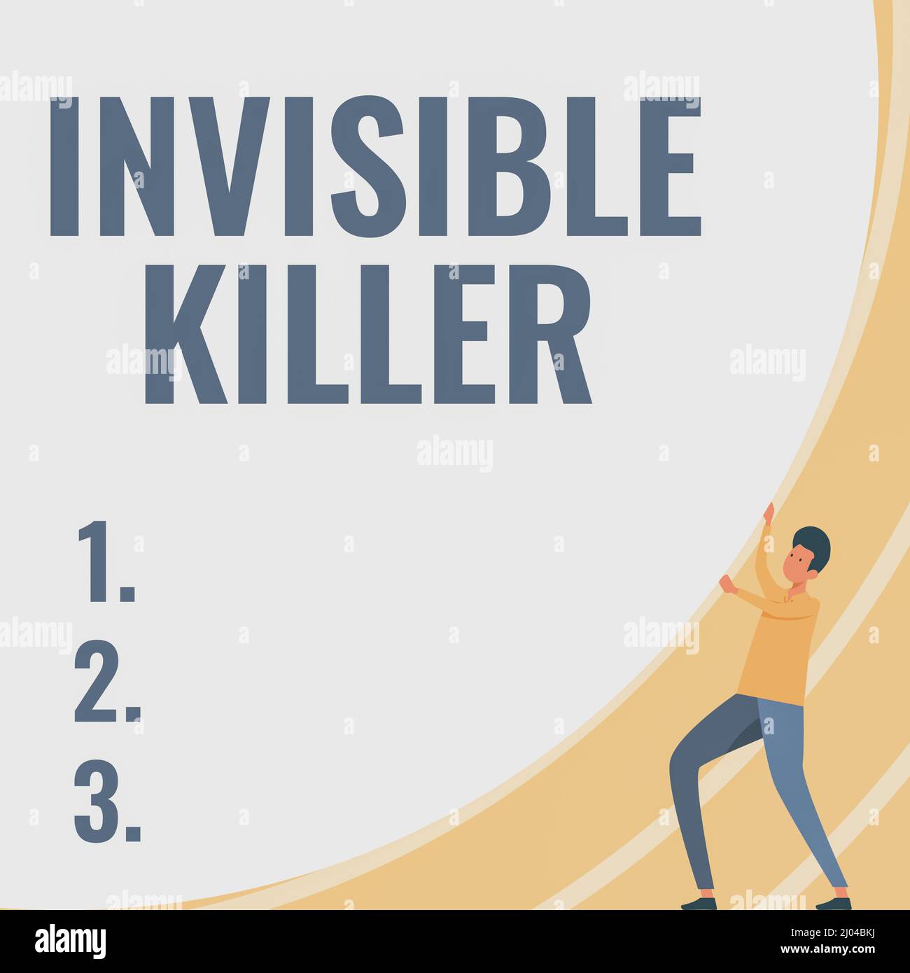 Affiche montrant invisible Killer. Vitrine d'affaires présence dans l'air d'une substance qui sont dangereux Gentleman dessin debout poussant Big Banque D'Images