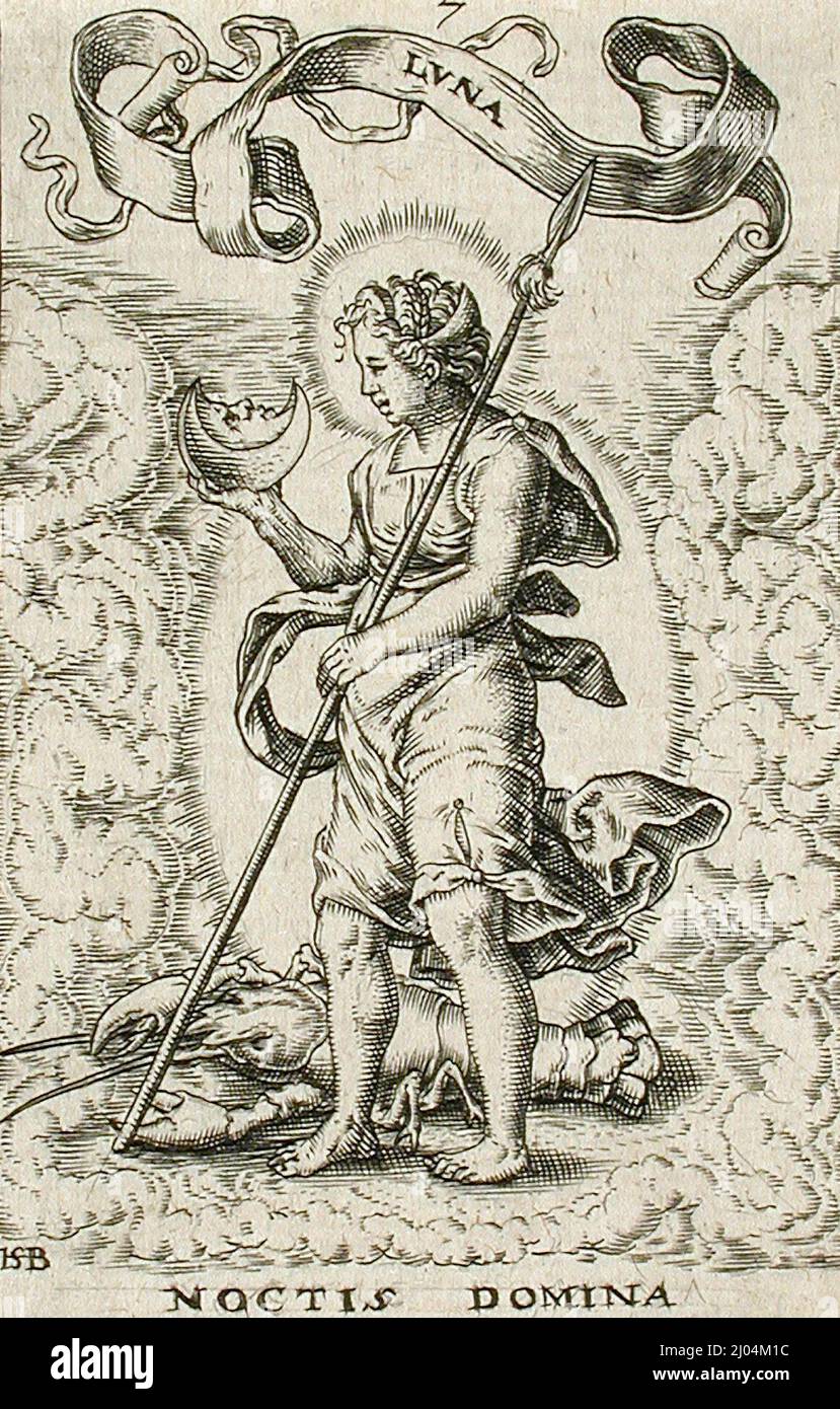 La Lune. Johann Theodor de Bry (Flandre, Liège, 1561-1623). Flandre, c. 1570-1598. Tirages ; gravures. Gravure Banque D'Images