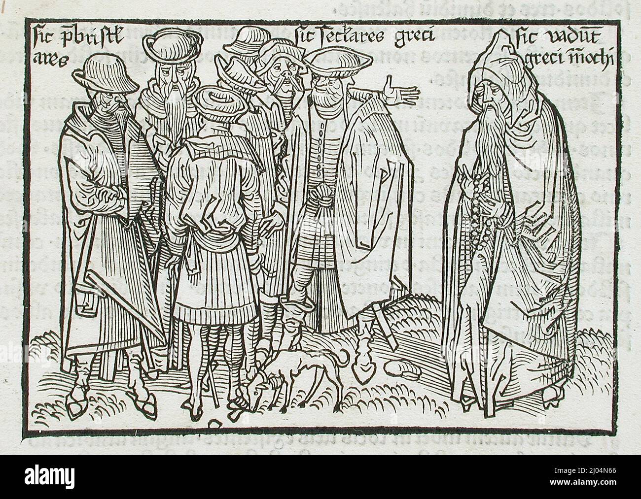 Feuille de Sanctae Pereginationes. Erhard Reuwich (Allemagne, Utrecht, vers 1455-1490). Allemagne, publié en 1486. Imprimés; coupes de bois. Coupe de bois Banque D'Images