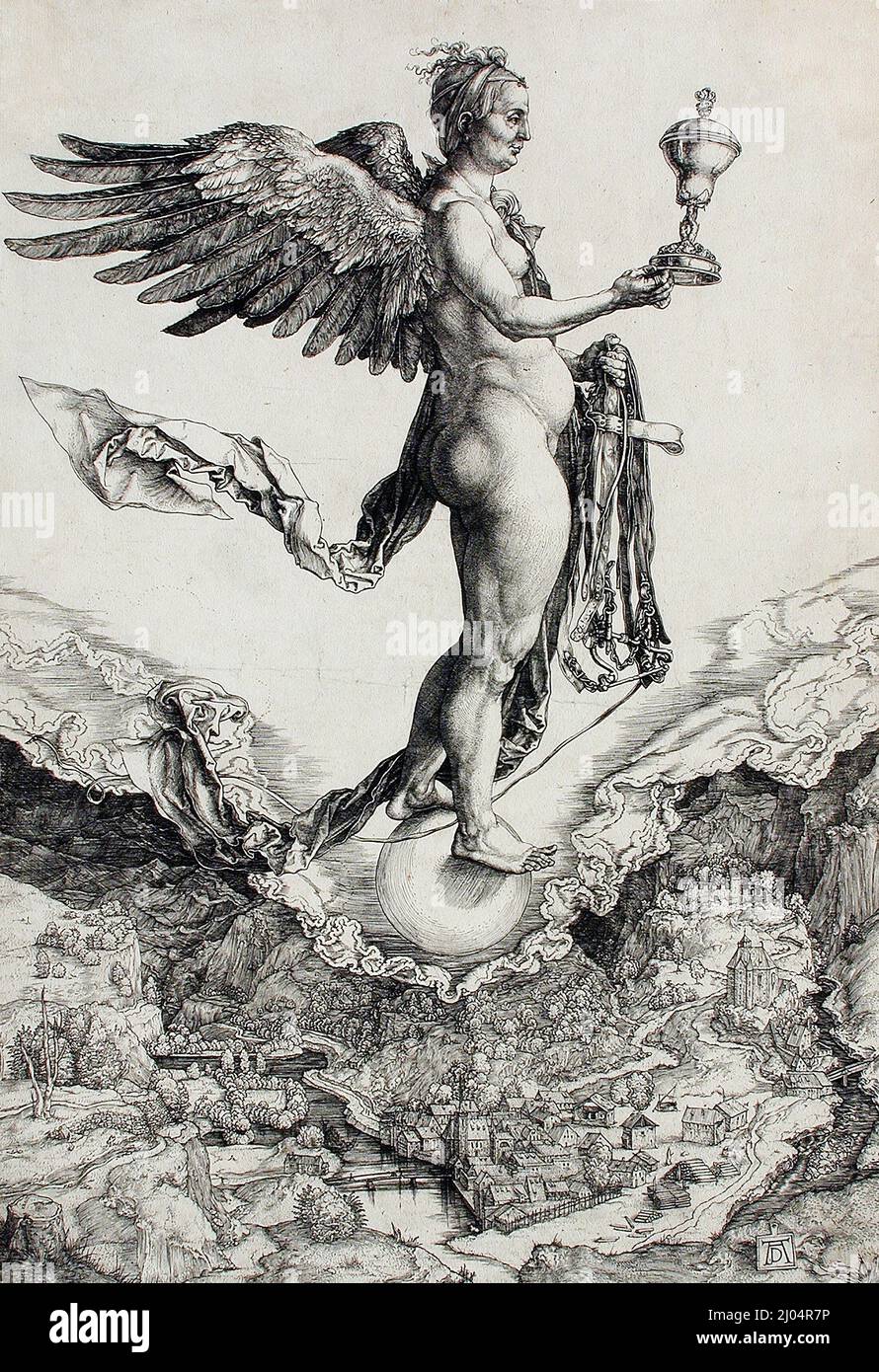 Nemesis (la grande fortune). Albrecht Dürer (Allemagne, Nuremberg, 1471-1528). Allemagne, vers 1501-1502. Gravures; gravures. Gravure Banque D'Images