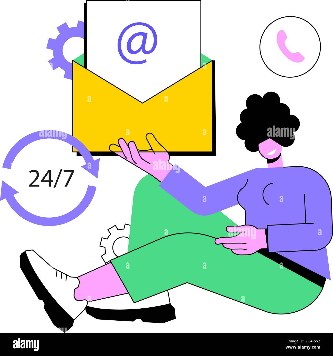 Prenez contact avec l'illustration abstraite du vecteur de concept. Initier le contact, nous contacter, formulaire de commentaires en ligne, parler à votre client, centre de contact, ligne d'assistance, adresse de l'entreprise, métaphore du résumé du chat en direct. Illustration de Vecteur