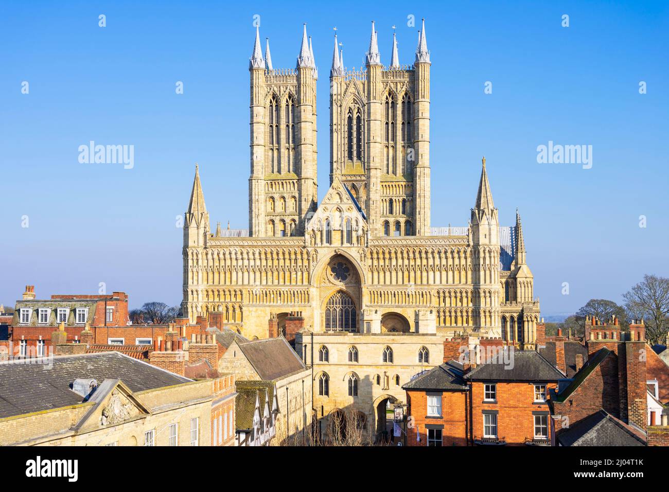 Lincoln Cathedral ou Lincoln Minster West Front Excheckr Gate Lincoln Lincolnshire Angleterre Royaume-Uni GB Europe Banque D'Images