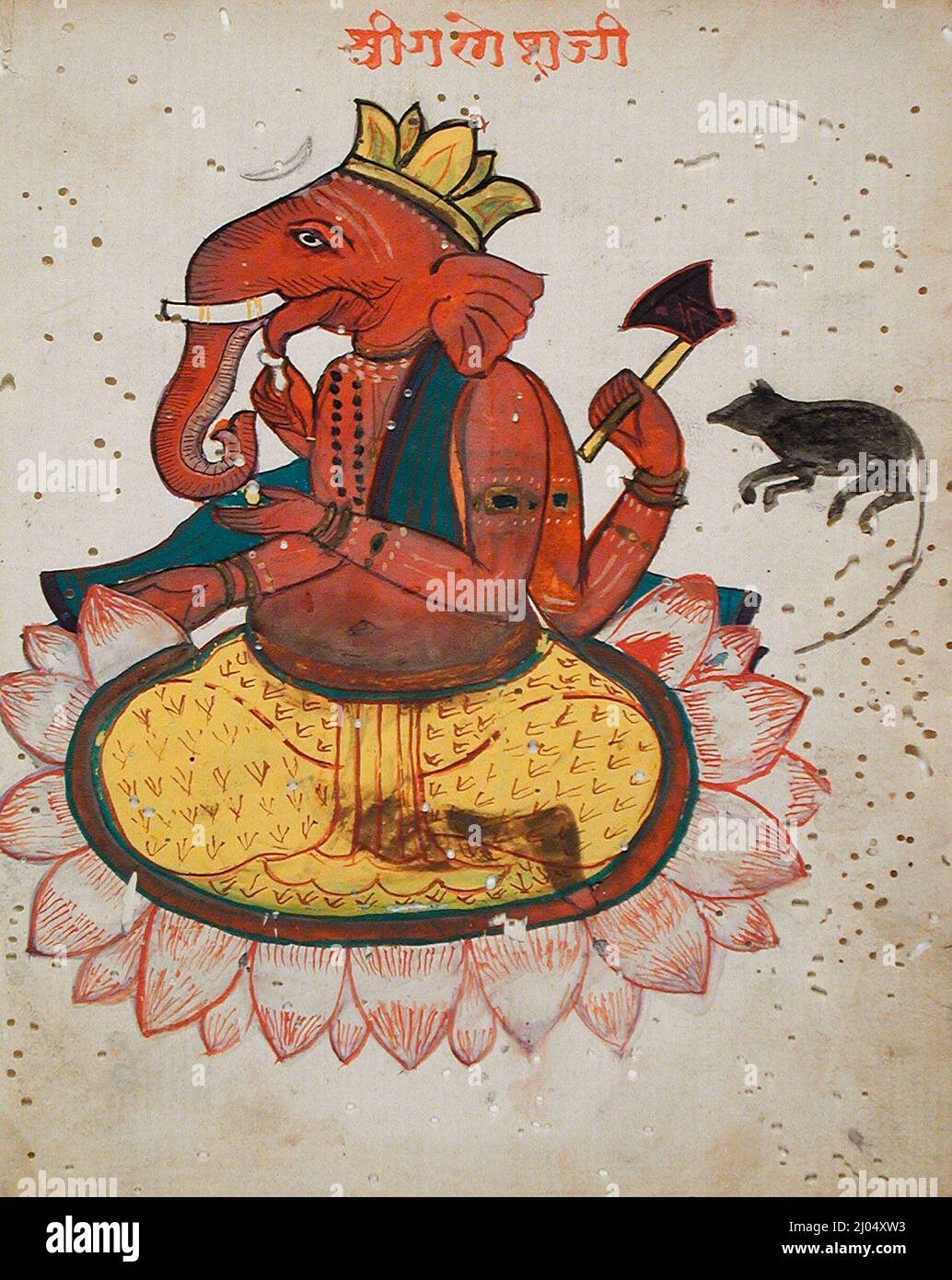 Ganesha, Seigneur des obstacles. Inde, Rajasthan, Kota, début du 19th siècle. Mises en plan; aquarelles. Aquarelle opaque sur papier Banque D'Images