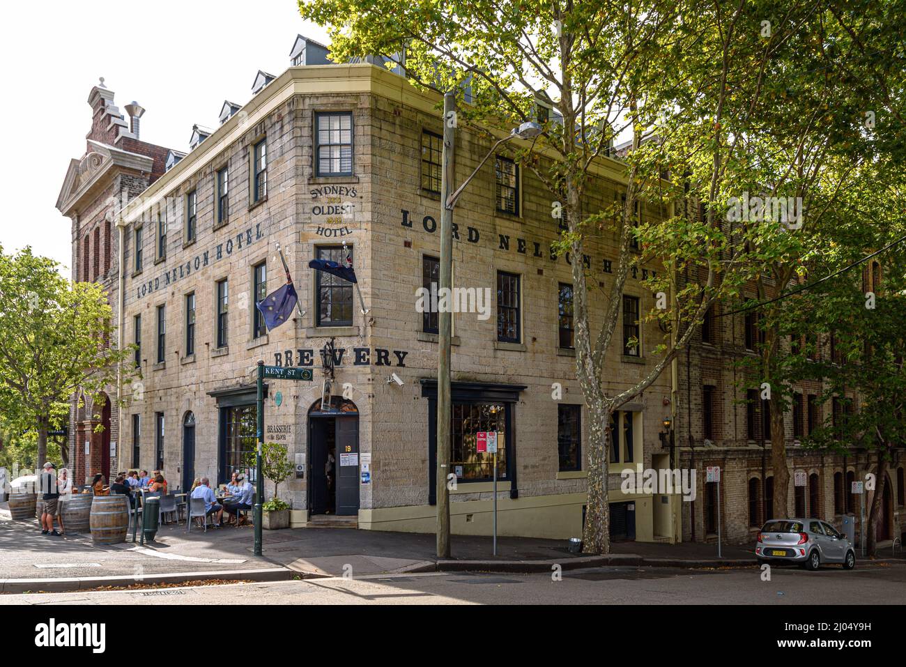 Le Lord Nelson Hotel and Brewery dans le quartier Millers point / Rocks de Sydney, un après-midi d'été Banque D'Images