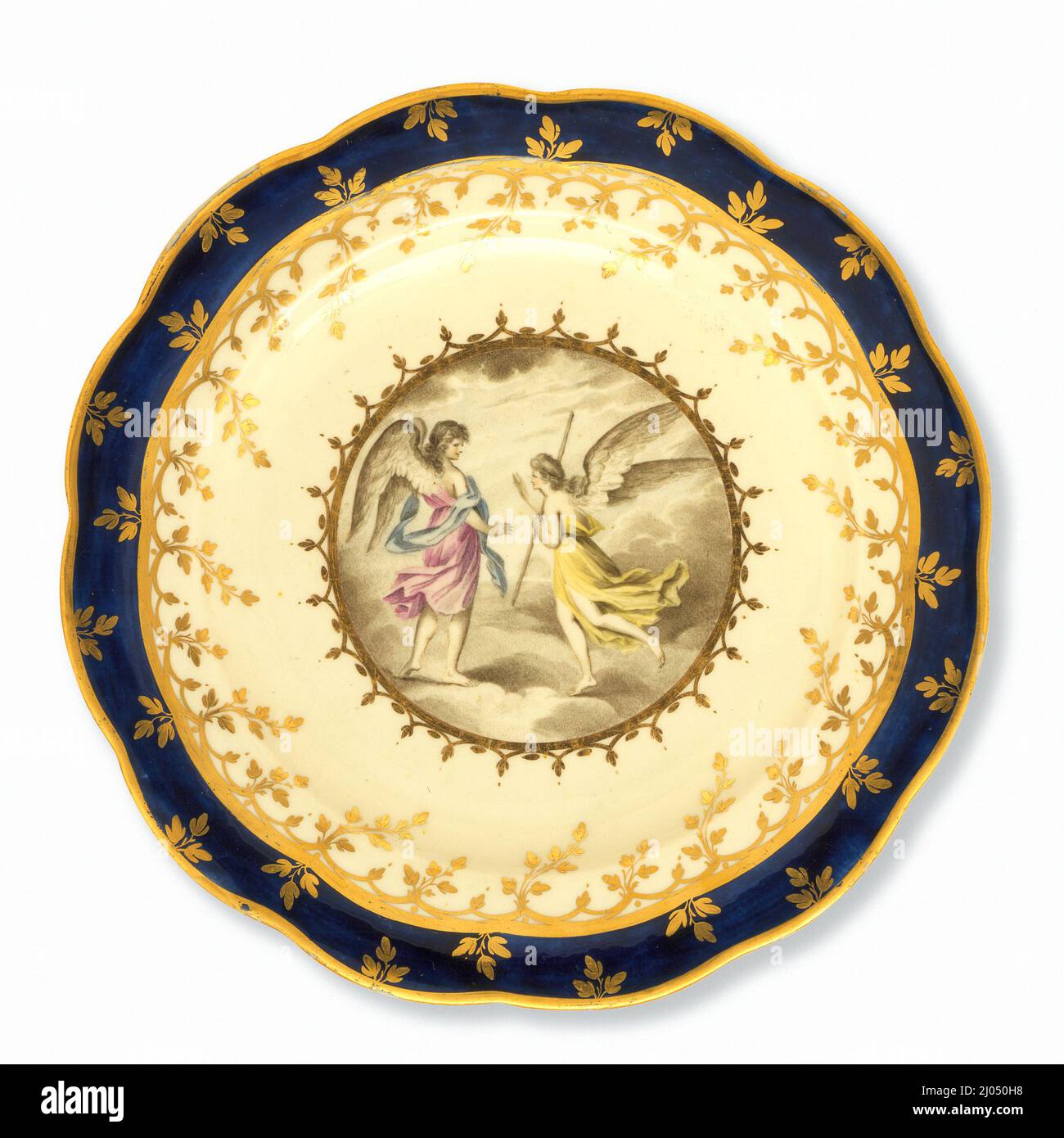 Assiette avec scène de Milton 'Paradise Lost, Book 8' du service 'King of Hanover'. Chamberlain's Factory (Angleterre, Worcester, 1788-1852). Angleterre, vers 1795-1798. Ameublement; service de chambre. Porcelaine, dorure Banque D'Images