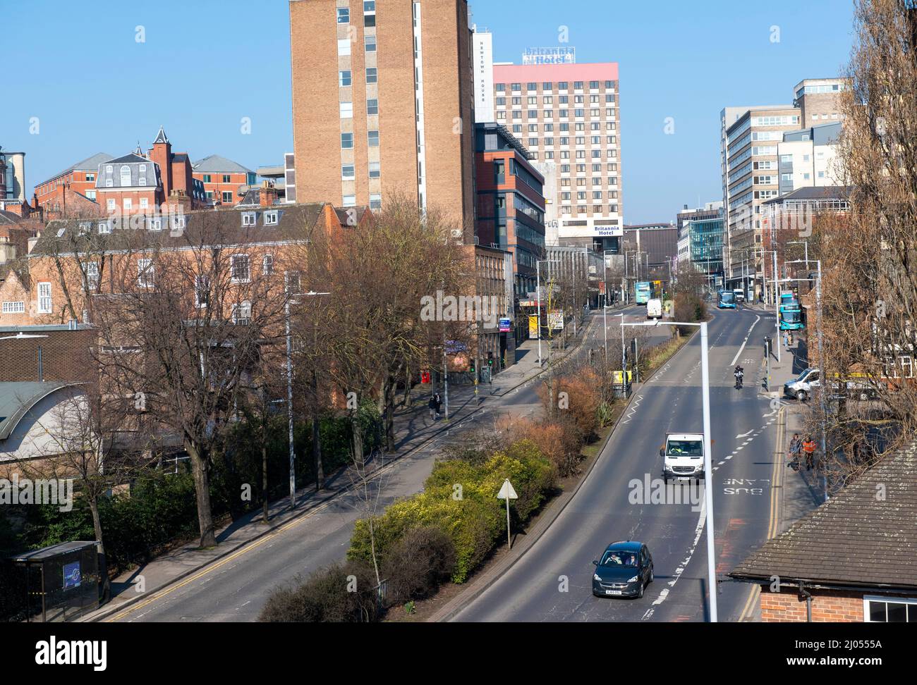 Maid Marian Way dans le centre-ville de Nottingham, dans le Nottinghamshire, en Angleterre Banque D'Images