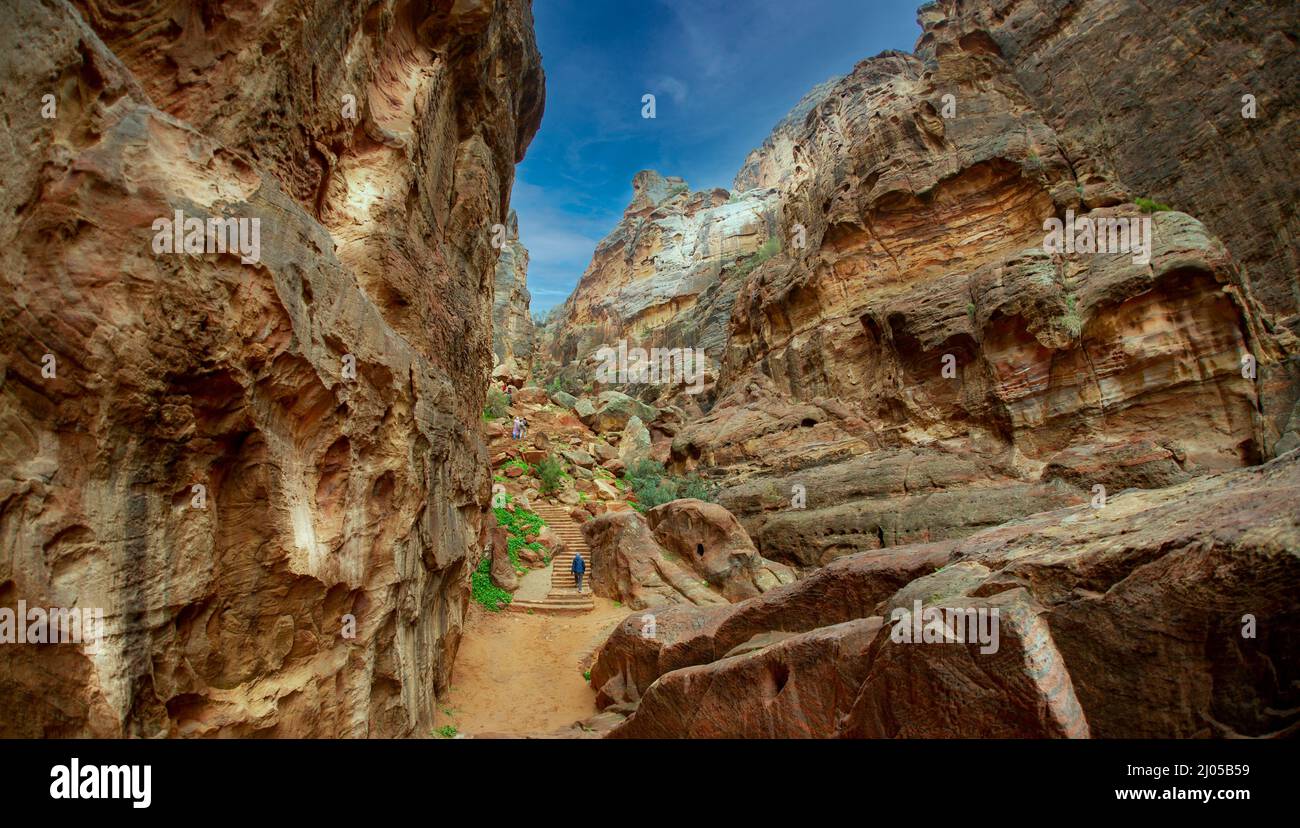 Une des merveilles du monde Petra Jordan une terre spectaculaire et non découverte Banque D'Images