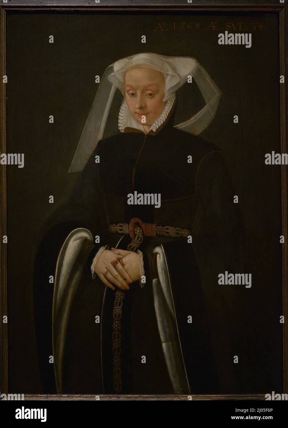Portrait de femme, 1569. Maître flamand inconnu. Huile sur le panneau. Musée national d'Art ancien Lisbonne, Portugal. Banque D'Images