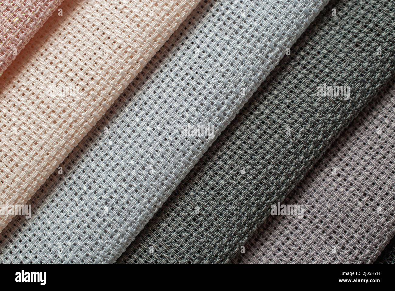 palette de couleurs décolorées, nuance de texture de tissu, prise de vue macro Banque D'Images