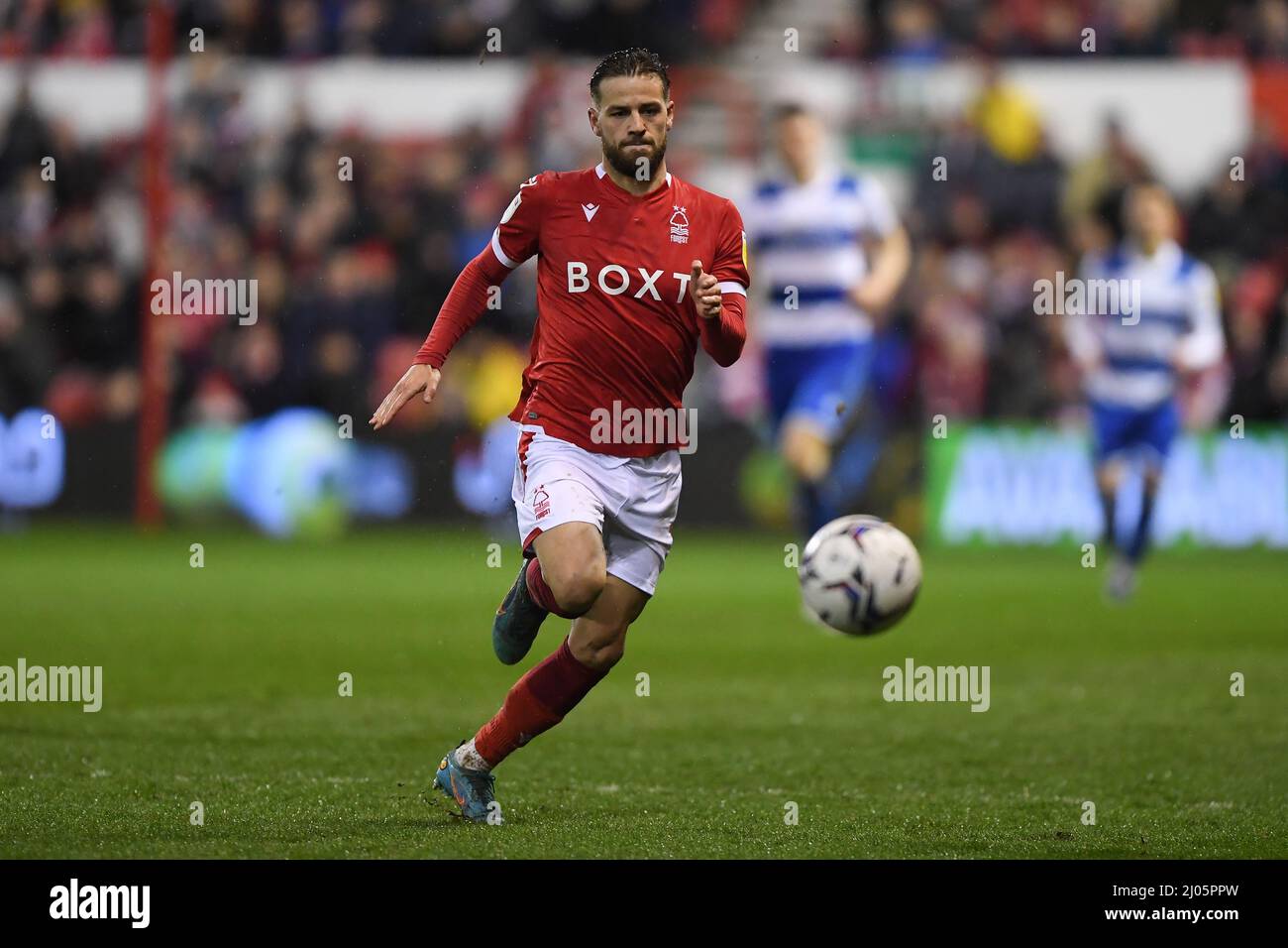 NOTTINGHAM, ROYAUME-UNI. 16th MARS Philip Zinkernagel, de la forêt de Nottingham, en action lors du match de championnat Sky Bet entre la forêt de Nottingham et les Queens Park Rangers au City Ground, à Nottingham, le mercredi 16th mars 2022. (Credit: Jon Hobley | MI News) Credit: MI News & Sport /Alay Live News Banque D'Images